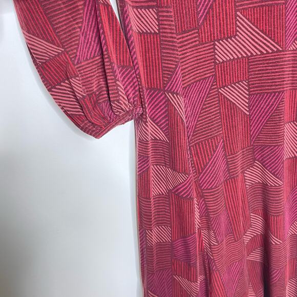 Gudrun Sjoden NWT Sz XS Maroon & Brick Red Striped Geometric Stripe Tunic Dress - Picture 6 of 10